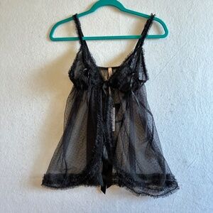 Victoria's Secret Freedom Cloud Sheer Babydoll Teddy Ruffle Lace Size L